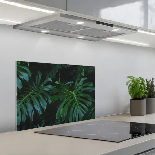 Monstera - Bladeren - Tropisch - Jungle keuken achterwand spatscherm klein -3d_schuin