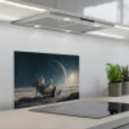 Maan - Kat - Astronaut - Ruimte keuken achterwand spatscherm klein -3d_schuin