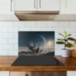 Maan - Kat - Astronaut - Ruimte keuken achterwand spatscherm klein -sfeer2