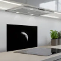 Maan - Hemel - Zwart - Schaduw keuken achterwand spatscherm klein -3d_schuin