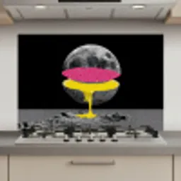 Maan - Geel - Roze - Zwart keuken achterwand spatscherm klein -3d_website