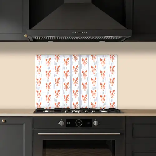 Zee - Kreeft - Oranje - Blauw keuken achterwand spatscherm klein 900 -sfeer1