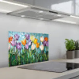 Mozaïek - Veld - Tulpen - Kleurrijk keuken achterwand spatscherm klein -3d_schuin