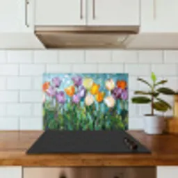 Mozaïek - Veld - Tulpen - Kleurrijk keuken achterwand spatscherm klein -sfeer2