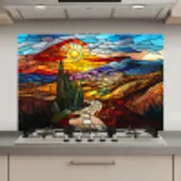 Mozaïek - Zon - Landschap - Dorp keuken achterwand spatscherm klein -3d_website