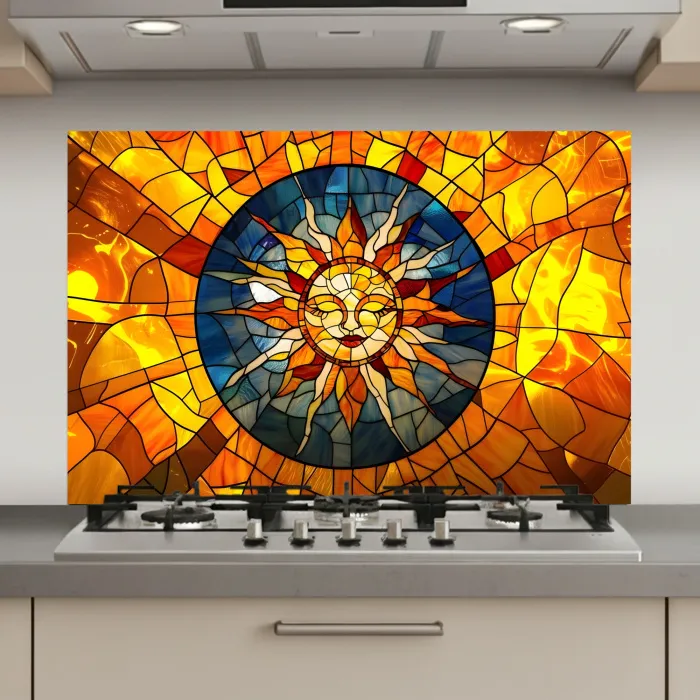 Mozaïek - Zon - Geel - Cirkel keuken achterwand spatscherm klein -3d_website