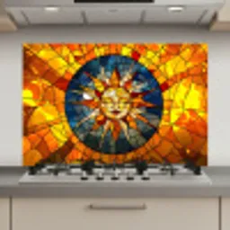 Mozaïek - Zon - Geel - Cirkel keuken achterwand spatscherm klein -3d_website
