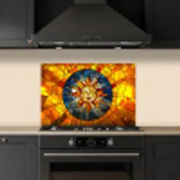 Mozaïek - Zon - Geel - Cirkel keuken achterwand spatscherm klein -sfeer1