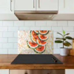 Mozaïek - Watermeloen - Rood - Pitten keuken achterwand spatscherm klein -sfeer2