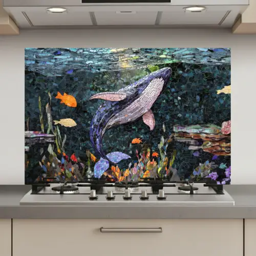 Mozaïek - Walvis - Koraal - Water keuken achterwand spatscherm klein -3d_website