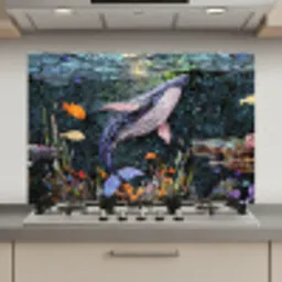 Mozaïek - Walvis - Koraal - Water keuken achterwand spatscherm klein -3d_website