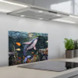 Mozaïek - Walvis - Koraal - Water keuken achterwand spatscherm klein -3d_schuin