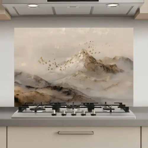 Berglandschap - Mist - Penseelstreken keuken achterwand spatscherm klein -3d_website
