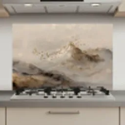 Berglandschap - Mist  - Penseelstreken keuken achterwand spatscherm klein -3d_website