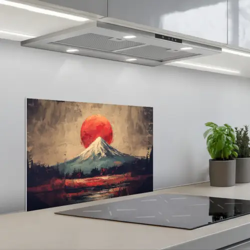 Bergtop - Sneeuw - Zon keuken achterwand spatscherm klein -3d_schuin