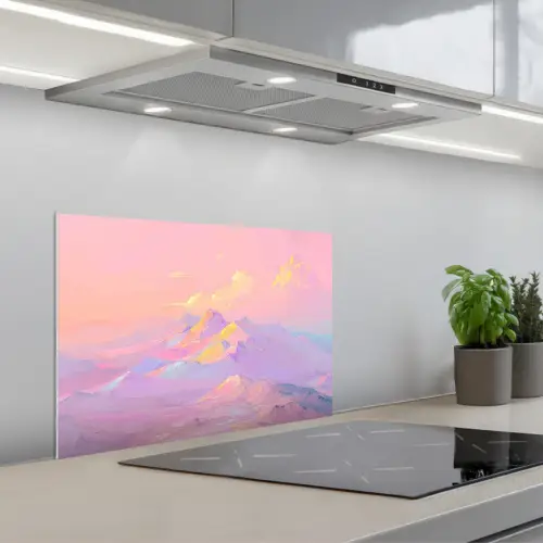 Bergtoppen - Wolken - Dromerig keuken achterwand spatscherm klein -3d_schuin