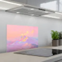 Bergtoppen - Wolken - Dromerig keuken achterwand spatscherm klein -3d_schuin