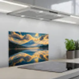 Berg - Rivier - Zonsondergang keuken achterwand spatscherm klein -3d_schuin
