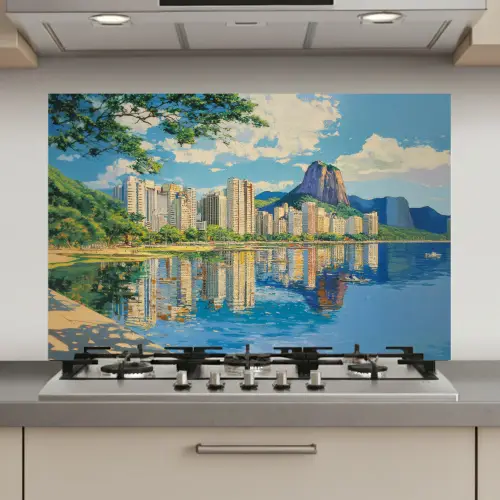 Berg - Skyline - Strand - Water keuken achterwand spatscherm klein -3d_website