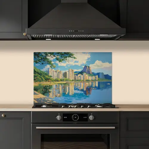 Berg - Skyline - Strand - Water keuken achterwand spatscherm klein -sfeer1