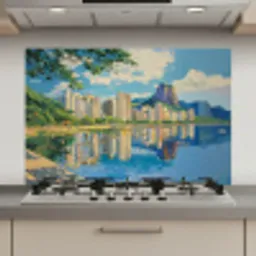 Berg - Skyline - Strand - Water keuken achterwand spatscherm klein -3d_website