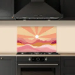 Bergen - Abstract - Zonnestralen - Roze keuken achterwand spatscherm klein -sfeer1