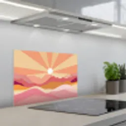 Bergen - Abstract - Zonnestralen - Roze keuken achterwand spatscherm klein -3d_schuin
