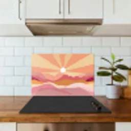 Bergen - Abstract - Zonnestralen - Roze keuken achterwand spatscherm klein -sfeer2