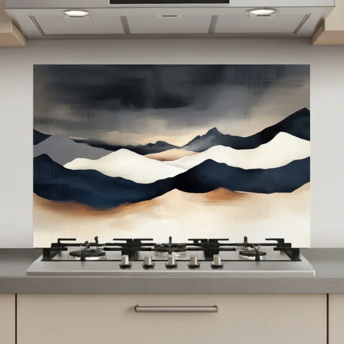 Bergen - Donkerblauw - Landschap keuken achterwand spatscherm klein -3d_website