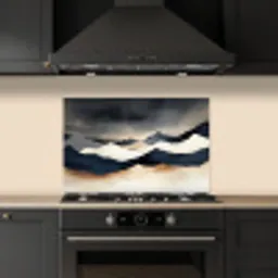 Bergen - Donkerblauw - Landschap keuken achterwand spatscherm klein -sfeer1
