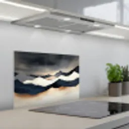 Bergen - Donkerblauw - Landschap keuken achterwand spatscherm klein -3d_schuin