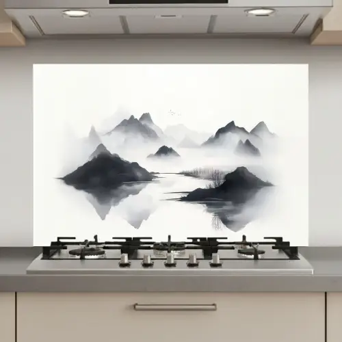 Bergen - Mistig - Water - Wit keuken achterwand spatscherm klein -3d_website