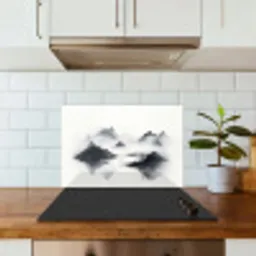 Bergen - Mistig - Water - Wit keuken achterwand spatscherm klein -sfeer2