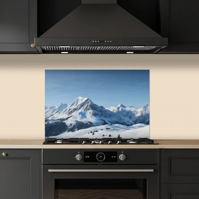 Bergen - Sneeuw - Winter keuken achterwand spatscherm klein -sfeer1