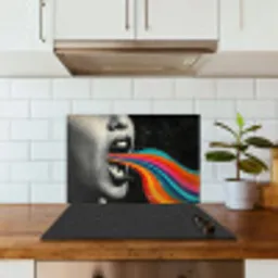 Mond - Golven - Regenboog keuken achterwand spatscherm klein -sfeer2