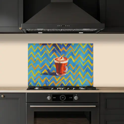 Mok - Koffie - Zigzag - Slagroom keuken achterwand spatscherm klein -sfeer1