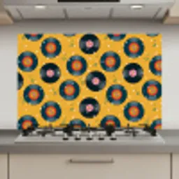 Muziek - Patroon - Geel keuken achterwand spatscherm klein 900 -3d_website
