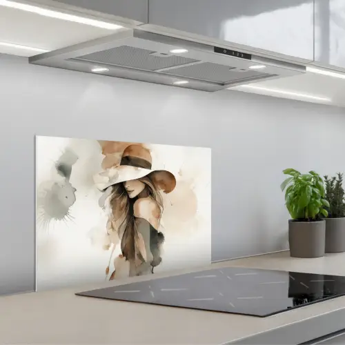 Mysterieus - Vrouw - Sepia keuken achterwand spatscherm klein -3d_schuin