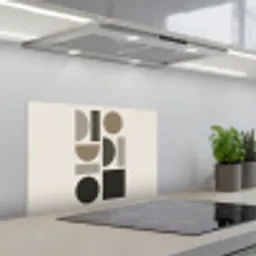Natuurlijke tinten - Grafisch - Verticale compositie keuken achterwand spatscherm klein -3d_schuin