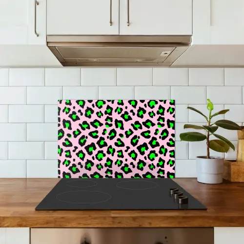 Neon - Panter - Roze - Groen keuken achterwand spatscherm klein 900 -sfeer2