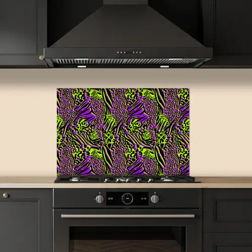 Neon - Paars - Dieren - Patroon keuken achterwand spatscherm klein 900 -sfeer1