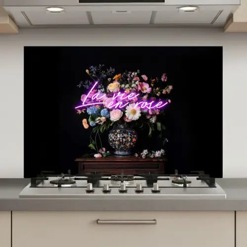 Neon - Vaas - Bloemen keuken achterwand spatscherm klein -3d_website