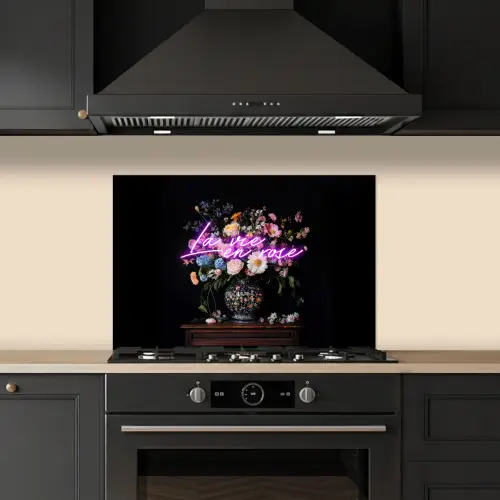 Neon - Vaas - Bloemen keuken achterwand spatscherm klein -sfeer1