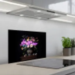 Neon - Vaas - Bloemen keuken achterwand spatscherm klein -3d_schuin