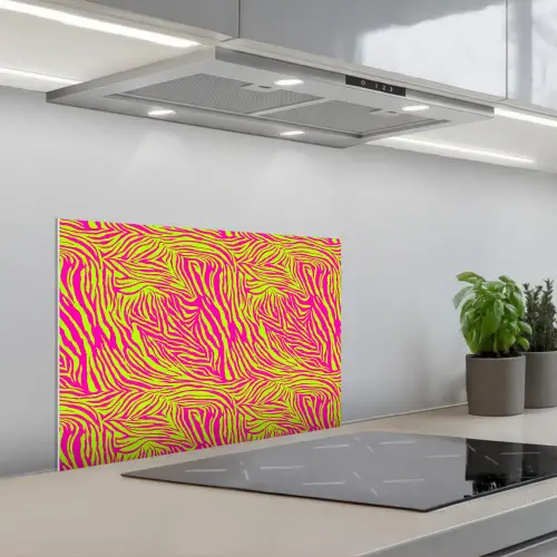 Neon - Zebra - Roze - Groen keuken achterwand spatscherm klein 900 -3d_schuin