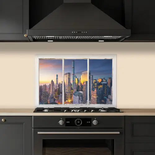 New York - Doorkijk - Skyline keuken achterwand spatscherm klein -sfeer1