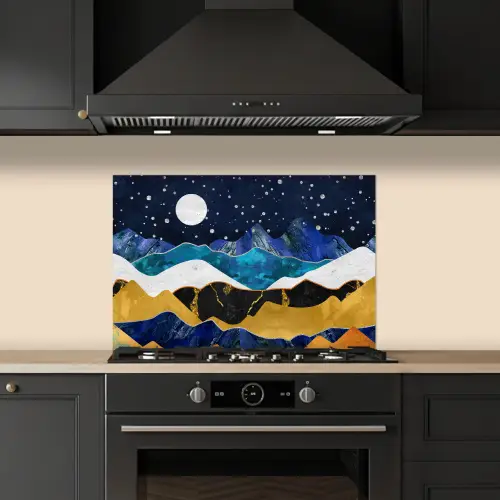 Nacht - Goud - Marmer - Abstract - Landschap - Berg keuken achterwand spatscherm klein -sfeer1