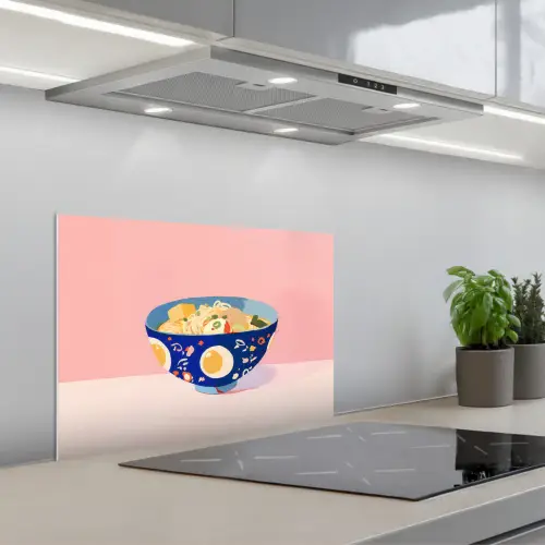 Noodles - Kom - Blauw - Illustratie keuken achterwand spatscherm klein -3d_schuin