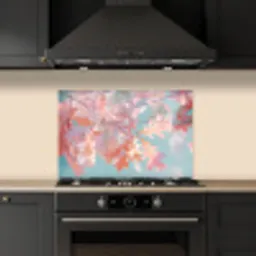 Eikenbladeren - Takken - Roze keuken achterwand spatscherm klein -sfeer1