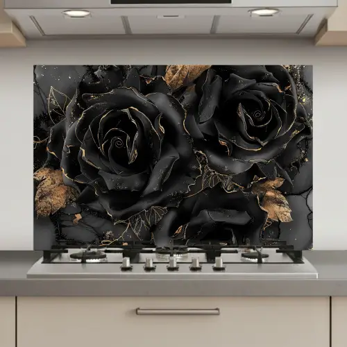 Obsidiaan - Zwart - Goud - Patroon keuken achterwand spatscherm klein -3d_website